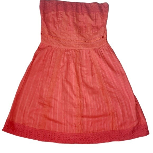 Vintage Forever Dark Coral Flirty Strapless Mini Dress w/Lace Details - S - Picture 1 of 11